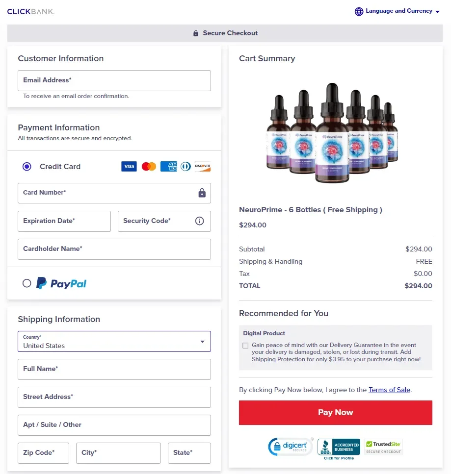 NeuroPrime Checkout